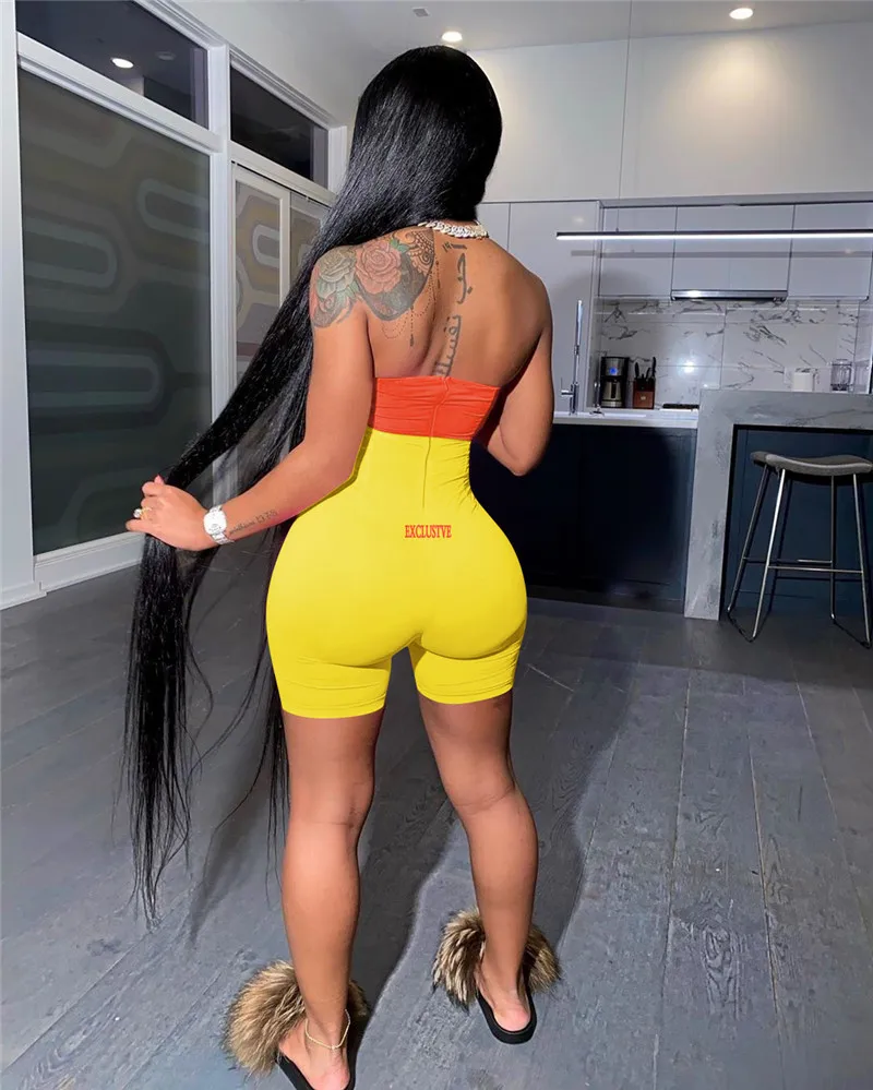 ANJAMANOR Pink Halter Backless Bodycon Cami Romper Sexy Clothes One Piece Outfit Jumpsuit Women Summer 2020 Playsuit D89-AB83