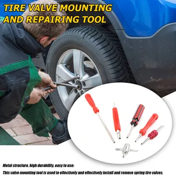 

4 in 1 Tool Valve Cores Tool Set Automobile Exterior Repair Components Tire Valve Stem Puller Valve Core Remover