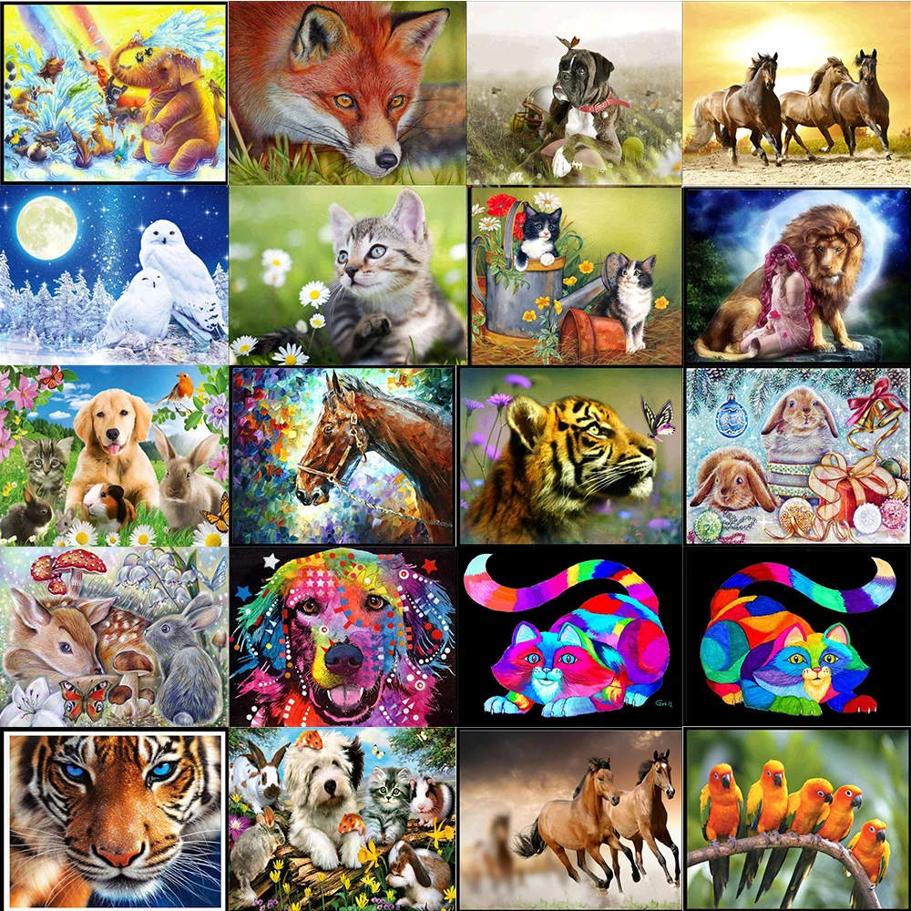 Animal-5D-diamond-painting-full-diamond-horse-cat-dog-bird-fox-round-diamond-mosaic-pattern-home