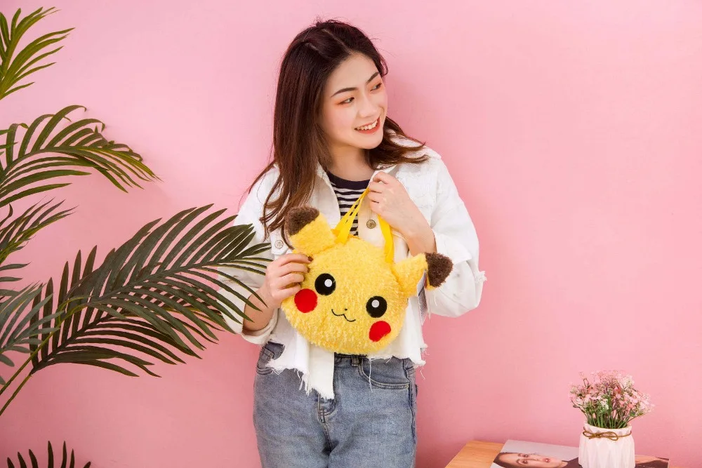 TAKARA TOMY Покемон Pikauchu Плюшевый Рюкзак Kawaii аниме сумки через плечо сумка мягкие сумки из натуральной кожи для подарок подруге ПКМ игрушка