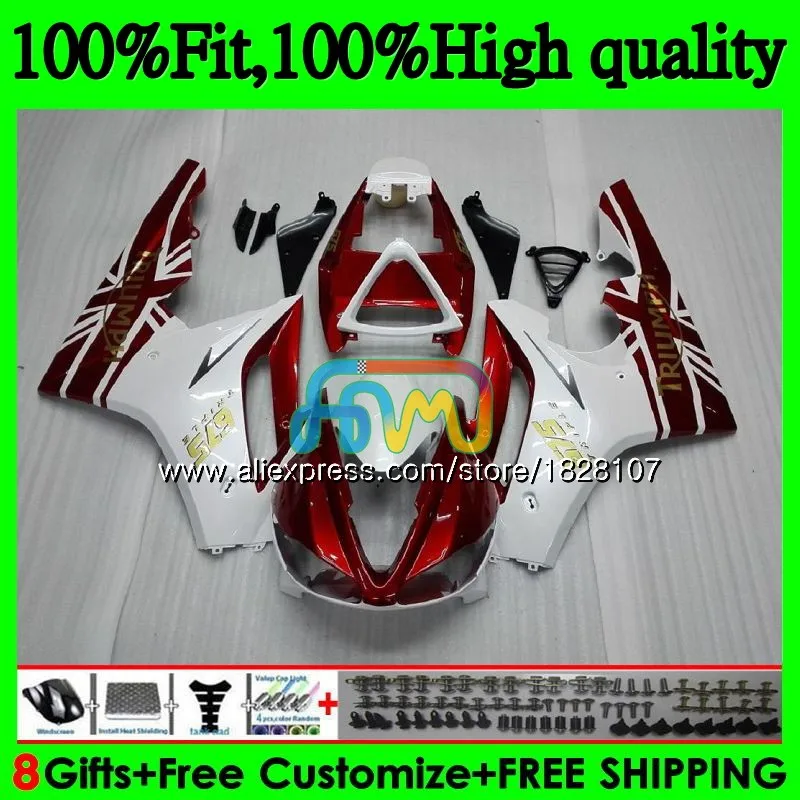 Красный Белый Топ OEM впрыска топлива для Triumph Daytona 675 09, 10, 11, 12, 82BS. 18 Daytona-675 Daytona675 2009 2010 2011 2012 Полный обтекатели