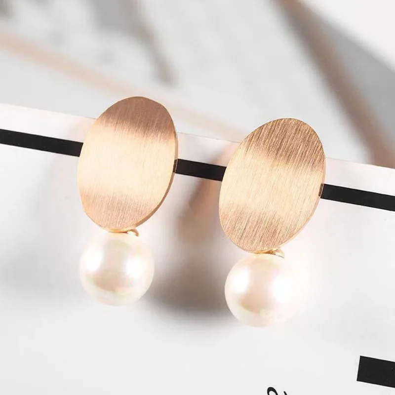 Yuedane новые модные овальные металлические жемчужные серьги-гвоздики для женщин розовое золото и Титан серьги брендовые ювелирные изделия Brincos