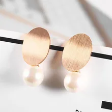 Yuedane новые модные овальные металлические жемчужные серьги-гвоздики для женщин розовое золото и Титан серьги брендовые ювелирные изделия Brincos