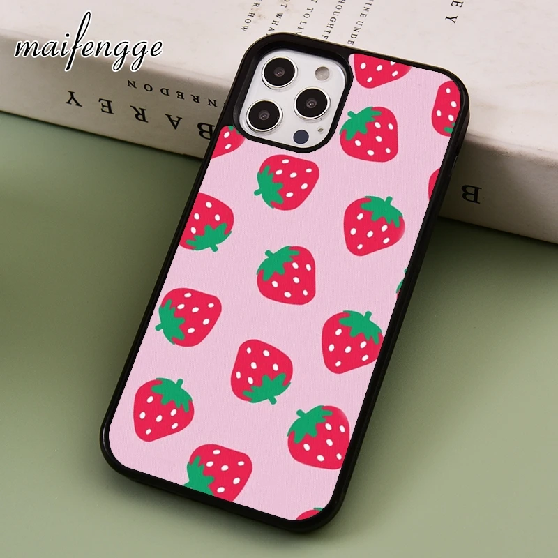 Чехол для телефона с клубничкой iPhone 5 SE 2020 6s 7 8 Plus 11 12 13 Pro X XR XS max Samsung Galaxy S8 S9 S10 чехол