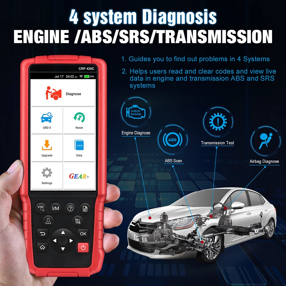 LAUNCH X431 CRP429C OBD OBD2 Code Reader Сканер для 4 системы диагностики+ 11 Функция сброса CRP429 сканирующий Инструмент лучше CRP129