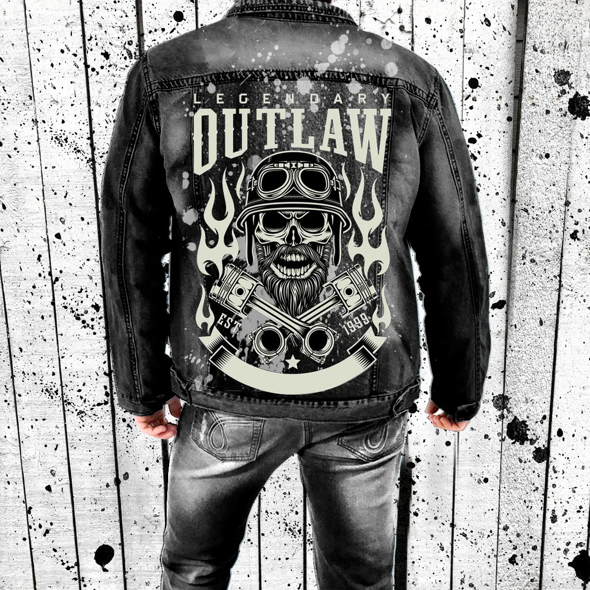 American Street Retro Denim Motorcycle Jacket, Washes Holes, Autumn and Winter, New, Wholesale