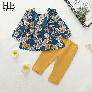 

HE Hello Enjoy Toddler Baby Autumn Clothing Sets New Fashion Newborn Girls Floral Top + Pants Children Casual Clothes 2-6y