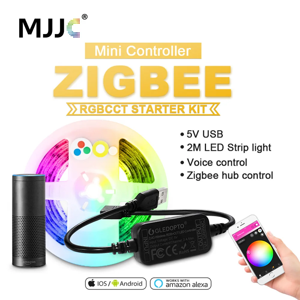 2M ZigBee 5V USB LED Strip RGBCCT Smart Ambilight TV Strip Light By Alexa  Echo Plus Voice Control Zigbee Hub Smartthings|LED Strips| - AliExpress