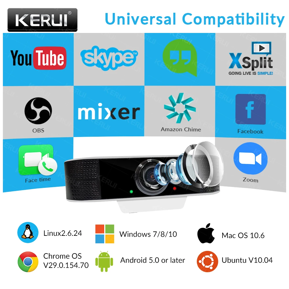 KERUI 2MP 1080P мини встроенный микрофон веб камера Full HD USB для ПК компьютера ноутбука LIVE