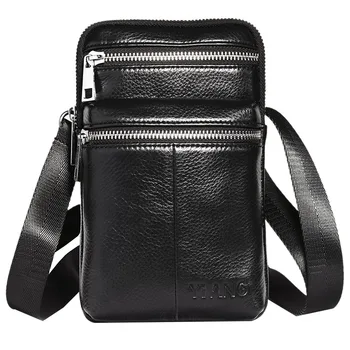 

YIANG Men's Leather Crossbody Bag Shoulder Bag Belt Belt Bag Mobile Phone Bag Case Wallet