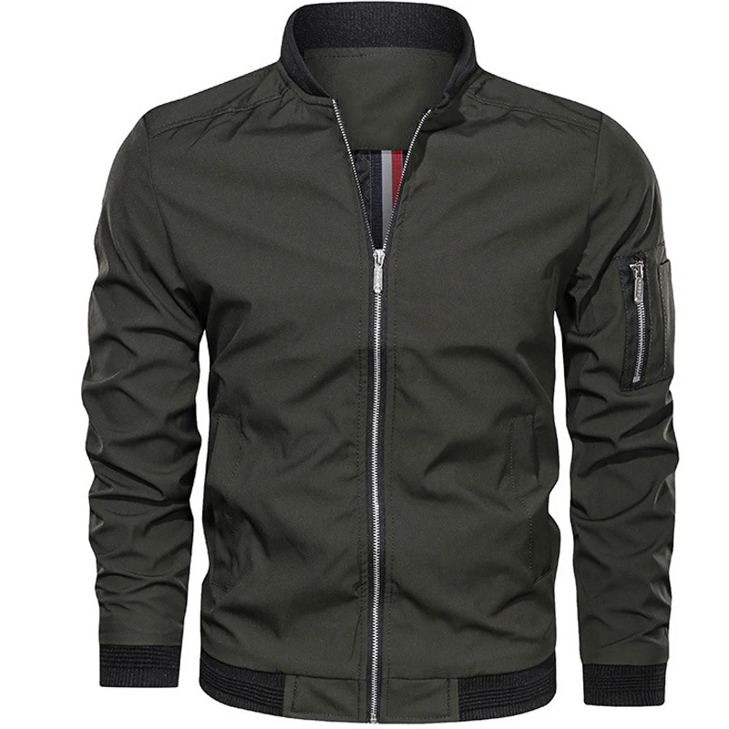Pilot Jacket Mens Coat Bomber Windbreaker Man Green Outwear Slim Male Casual Thin