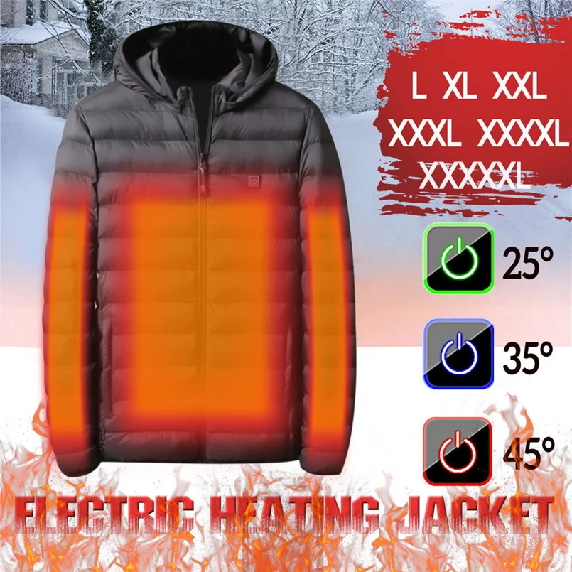 Unisex warm jacket winter plus velvet USB rechargeable heating jacket jacket hooded heating vest winter warm homme hiver 30N21 (3)