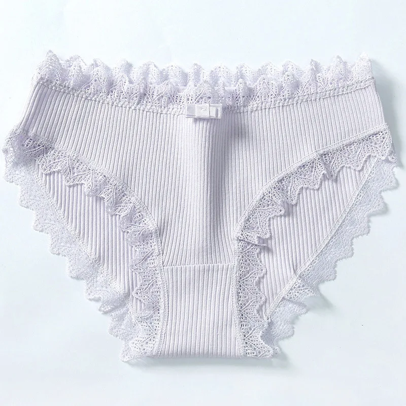 Lavender Трусики из хлопка с кружевами для девочек, сексуальное эластичное нижнее белье, сексуальное нижнее белье для мамы, трусики, удобные трусы, подходящие для возраста от 13 до 35 лет - Цвет: Lavender