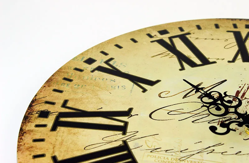 HQ Antique Simple Design Big Round Wall Clock Watch Silent Home Cafe Office Bar Kitchen Wall Large Decorative vintage Wall Clock