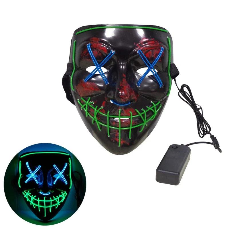 EL Хэллоуин СВЕТОДИОДНЫЙ маска для очистки маски для выбора тушь для ресниц костюм DJ вечерние светящиеся маски Светящиеся в темноте - Цвет: B