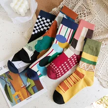 Woman Socks Autumn Fashion Breathable Comfortable Happy Socks Printed Creative Cute Trendy Crew Socks for Women Cute Couple Sock