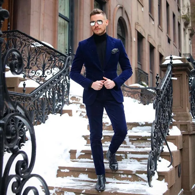 Tuxedo Turtleneck Suit Wedding Velvet Tuxedo With Turtleneck Prom