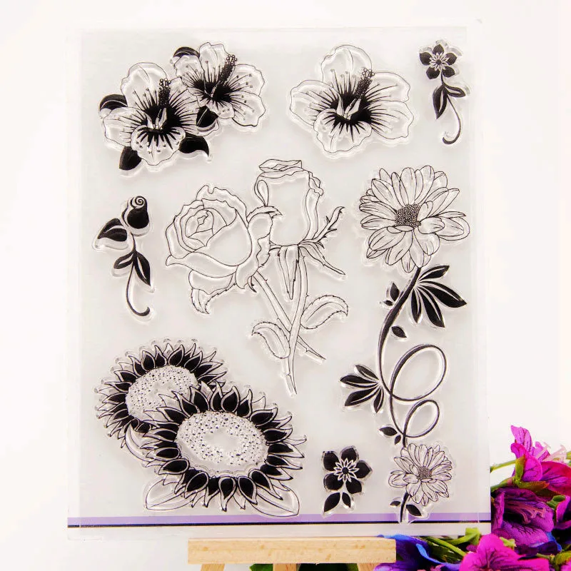 

Different flowers Clear Seal Stamp DIY Scrapbooking Embossing Photo Album Decorative Paper Card Craft for Art Handmade Gift