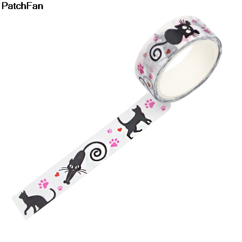 20 шт./лот Patchfan Мультфильм Черный кот DIY Скрапбукинг липкий клей Васи бумага маскирующая лента печатные узоры наклейки A2592