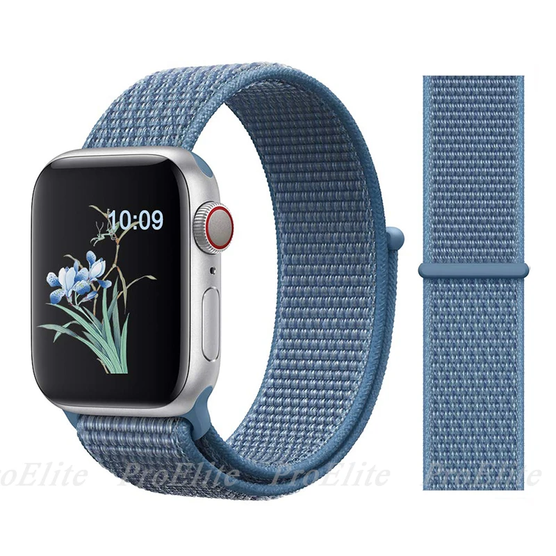 Color25 CapeCod Blue Ремешок для наручных часов Apple Watch Series 5/4/3/2/1 38 мм 42 мм мягкий нейлон в едином положении во время занятий легкой атлетикой, correa, дышащая поверхность спортивные петли для наручных часов iwatch, 5 4 40 мм 44 мм - Цвет ремешка: Color25 CapeCod Blue