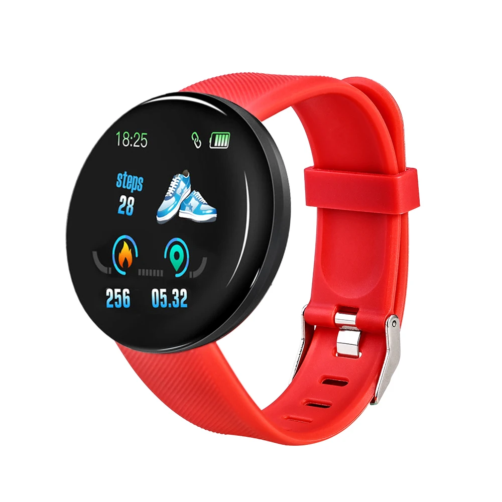 Red D18 Bluetooth Smart Wristband Blood Pressure Heart Rate Measurement Smart Bracelet Sport Tracker Smart Watch D13 Smartwatch - Цвет: Red