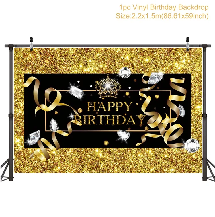 Huiran, черная Золотая фоторамка, воздушные шары 30, 40, 50 лет, на день рождения 30, 40, 50 лет, декор для вечеринки - Цвет: Birthday