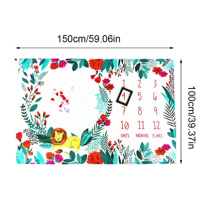 Infants Milestone Photography Blanket Little Lion Printing Pattern Baby Creative Photo Background Cloth Decoration