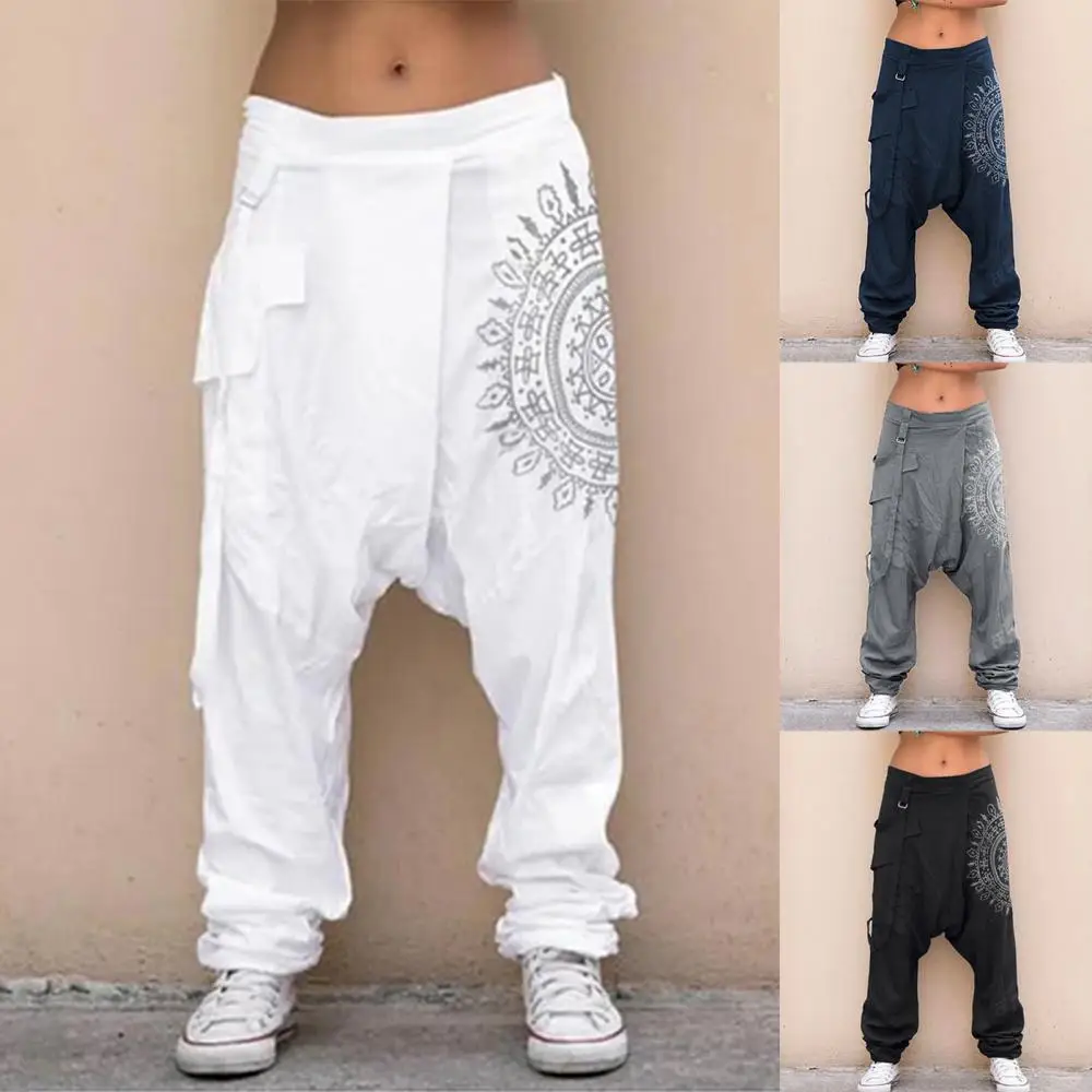 Men Pants Men's Casual Elastic Waist Baggy Trousers