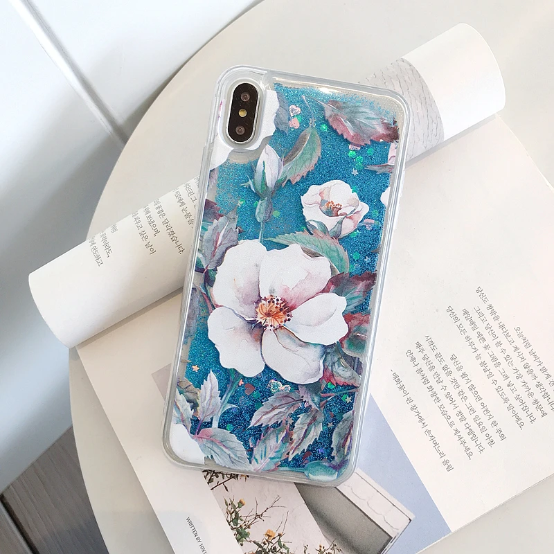 Quicksand Phone Cases for iPhone 12 Mini 11 Pro Max XS XR SE 2020 6 7 8 Plus Flower Dynamic Liquid Soft TPU Bling Glitter Cover burga phone case Cases For iPhone