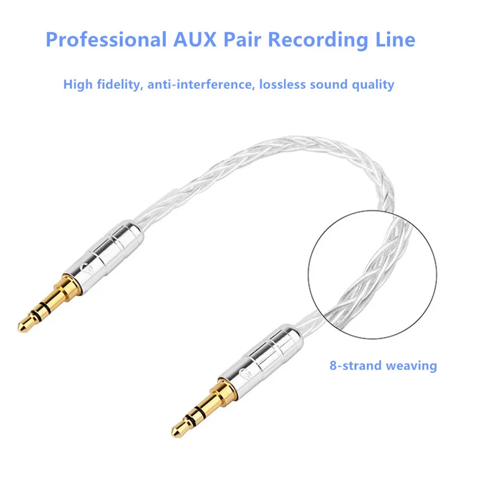 Jack 3 5 Aux Cable Audio Cable 3 5mm Speaker Wire Car Headphone 3 5 mm Male to Male Stereo Gold Plated Cord 20cm Black Silver