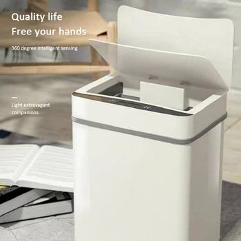 

12L Smart Trash Can Automatic Induction Infrared Motion Sensor Dustbin Home Kitchen Bathroom Waste Garbage Bin White