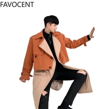 Корейский стиль, два предмета, британский стиль, хлопковое короткое пальто, модный шерстяной жилет, ветровка, хлопок, высокая уличная длина