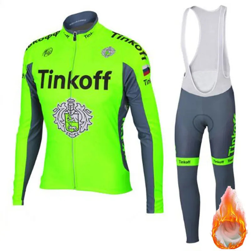 Fleece Tinkoff pro Ropa ciclismo, теплый, зима,, теплый, Джерси, мужской, костюм, для верховой езды, комбинезон, комплект, флис, шерсть, Триатлон - Цвет: Fleece