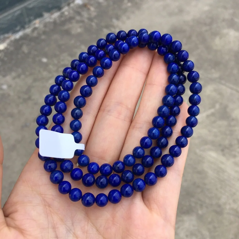Браслет lapis натуральный синий лазуритовые бусины Lapis 6,5 мм 41,4 г многослойный браслет Lapis для женских изысканных фасонных украшений