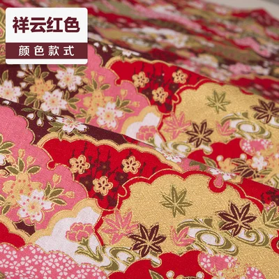 Бронзовая темно-синяя волна вишневые Цветы Печать японские кимоно ретро лоскутное хлопчатобумажная ткань шитье tissu 50*150 см - Цвет: ee166