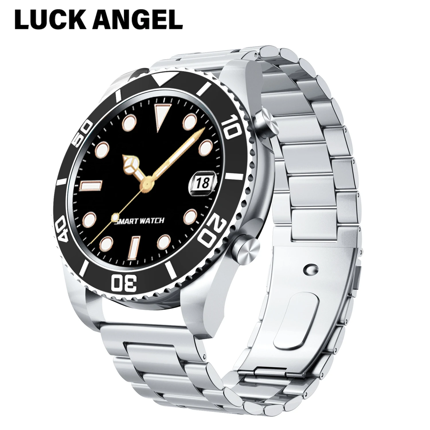 Новинка 2021 модные умные часы LUCK ANGEL с водным призраком и ремешком из тонкой стали