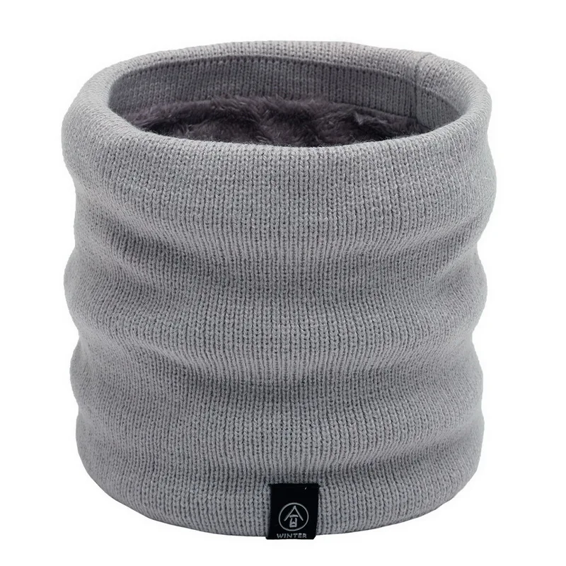 B light gray LOOZYKIT, 1 шт., зимний теплый вязаный шарф для шеи, круглый шарф для прогулок, шаль-снуд с петлей, шарф для лыжного альпинизма для мужчин и женщин - Цвет: B light gray