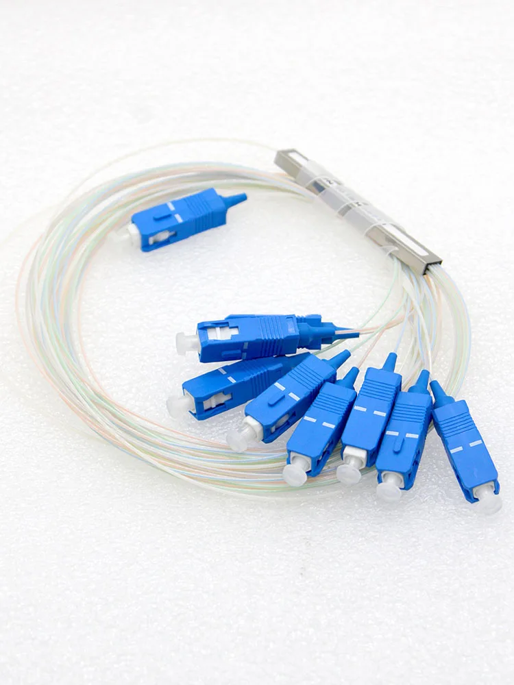 10pcs 0.9mm Single Mode PLC Optical Splitter SC/APC1×8 FTTH CATV G657A1 Mini Differential Signal Transmission Equipment Wholesal