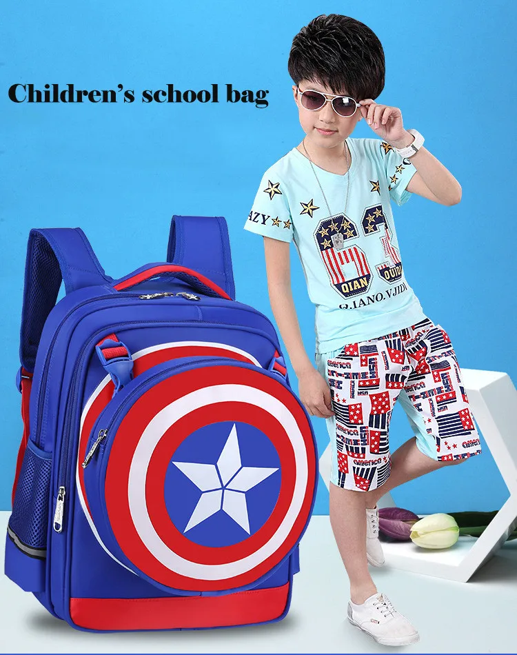 New Arrival Waterproof Kids Bag School Cartoon 3D Special Spiderman Bags For Boys Captain America Children's Mochilas Escolares