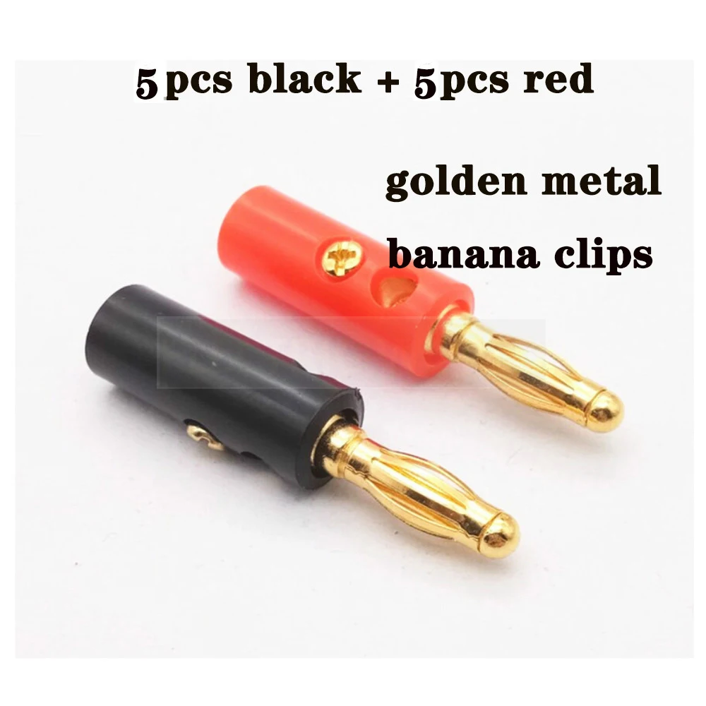 banana-10pcs-golden Металлический зажим типа "крокодил", зажимы типа "банан", Электрический зажим, испытательный зонд, черный и красный цвета, с пластиковым зажимом, зажим типа "крокодил", разъем типа "банан" - Цвет: banana-10pcs-golden