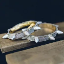 ADWLOF, Роскошные, со льдом, шикарные, кубический циркон, хип-хоп, золото, серебро, браслеты с заклепками браслеты с шипами, подарки для мужчин и женщин