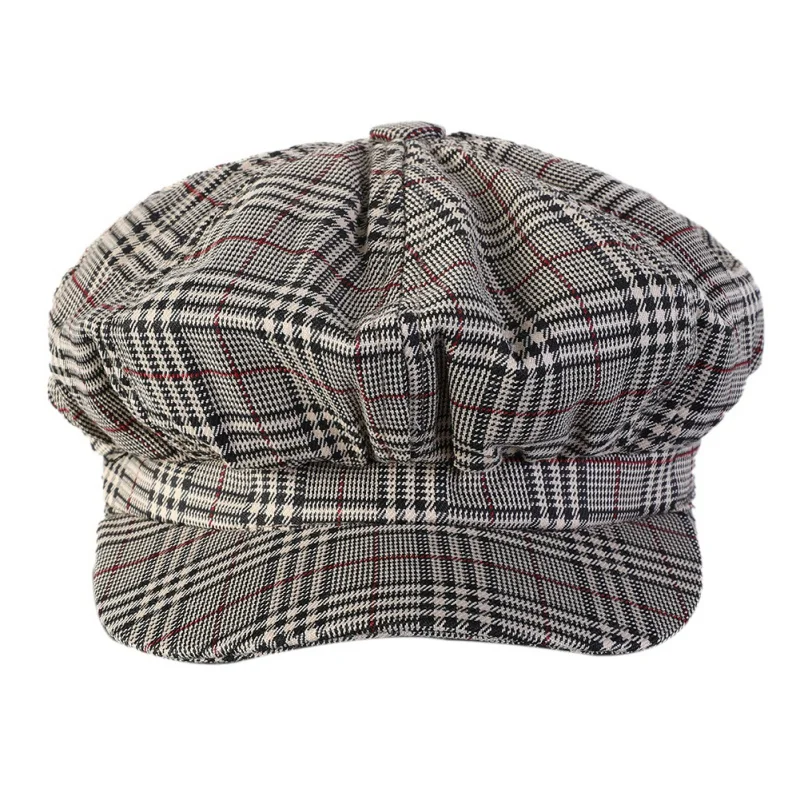British Retro Lattice Octagonal Cap Painter Hat Bucket Hats Men Women Hunting Fishing Outdoor Cap Fisherman Climbing Hat