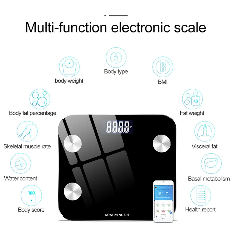 Электронные весы с Bluetooth, новые интеллектуальные напольные весы для ванной, весы для жира, Bluetooth весы для пола, электронные весы