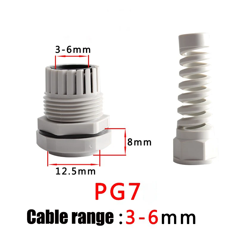 10pcs imperméable à l'eau M12 Pg7 Connecteurs de câble Spiral