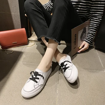 

Ladies' essential white shoe ladies solid color Low-top simple shallow mouth casual fashion low heel flat wild style W28-09