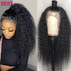 30 Inch Kinky Curly Lace Front Human Hair Wig Brazilian Curly Deep Wave HD Transparent 13x4 Lace Frontal Closure Wigs For Women