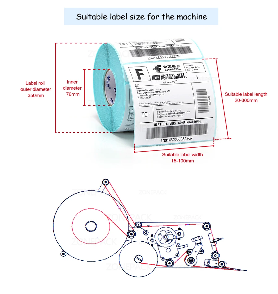 ZONEPACK Automatic E-juice Beverage Round Bottles Vial Can Jar Positioning And Labeling Machine Adhesive Label Sticker Applicator