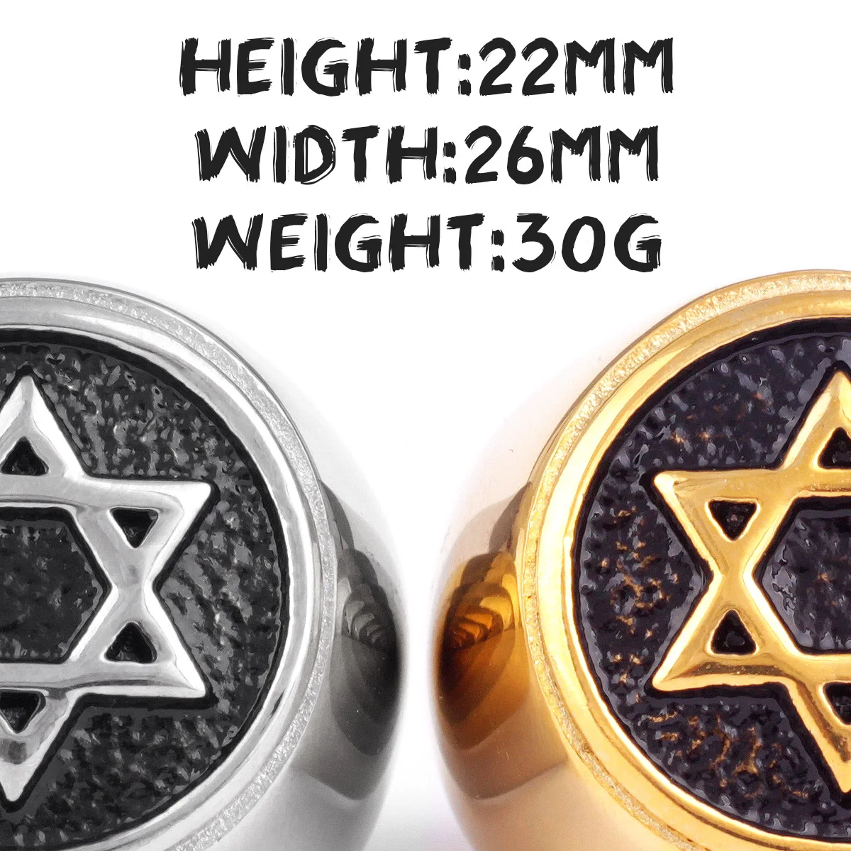 Stainless Steel Ring Finger Ring Judaism Hexagram Star of David Stainless Steel Mens Rings Punk Hip Hop for Male Boy Biker Jewelry Creativity Gift