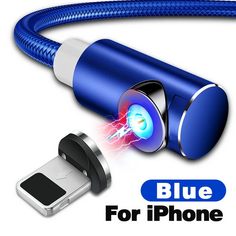 INIU 2 м Быстрый Магнитный кабель Micro usb type C зарядное устройство для iPhone XS X XR 8 7 samsung S8 магнит Android телефонный кабель Шнур - Цвет: For iPhone Blue