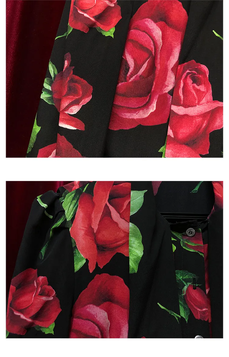 LD LINDA делла Весна Лето Мода Подиум шелк костюмы элегантные женские наборы Роза цветочный принт винтажные юбки 2 шт набор